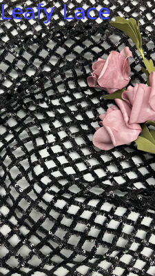 100% Polyester All Sequin Schwarzes Sequin Broderiertes Gewebe Plaid Für AW Saison Für Kleider
