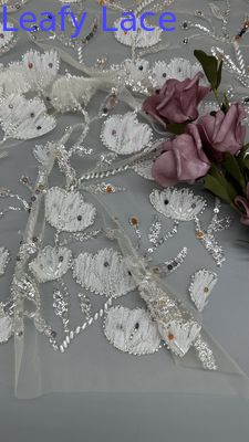 Bead Luxury Leafy Mesh Ground Broderierte Sequin Stoff Blumen für die östliche Kultur Gelegenheit