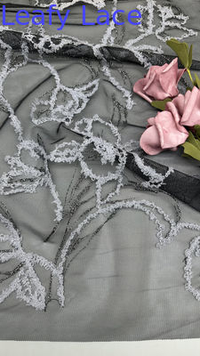 100% Baumwolle Broderierte Spitze Stoffnetz für Kleider Schwarz Gold Farbe Geburtstagskleider