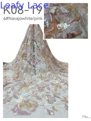 Blattartig, neu eingetroffen, paillettenbestickter Stoff, 3D-Blumen-Mesh-Grundlage für Damenkleider, Modedesign
