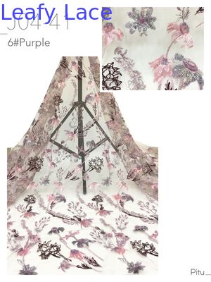 Blattreiche Eest Kultur Pailletten bestickter Stoff 3D Floral Mesh Grund für Damen Kleider Luxus Stoff