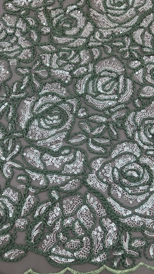 Pailletten-bestickter Spitzenstoff 3D-Blumendesign Individueller Stoff für Kleider