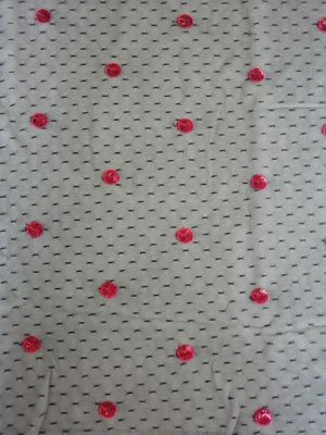 Schwarzes rotes Polka-Dot Sequin Fabric For Day-Kleiderkleid