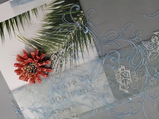 49&quot; beschichtete Folie Bule Tulle stickte Mesh Lace Fabric