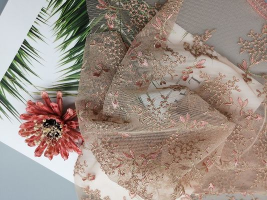 Kleines Blumen-Tulle Mesh Colored Embroidered Lace Fabric durch das Yard
