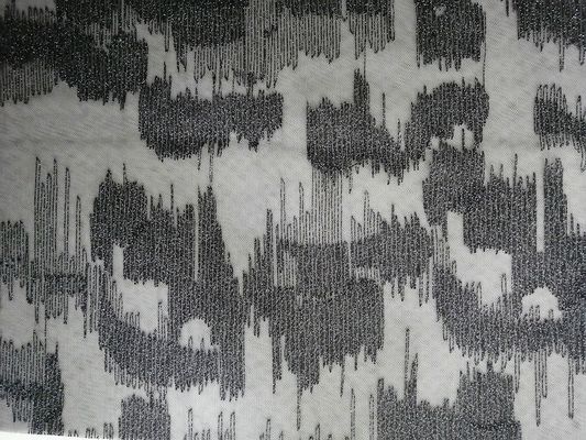 Schwarze metallische geometrische Linie silbernes gesticktes Spitze-Gewebe Lurex