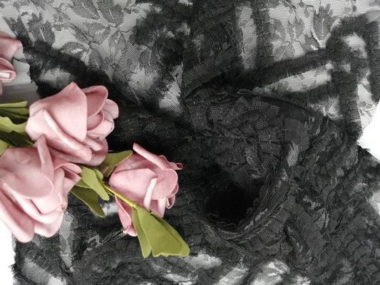 Spitze-Gewebe Tulles Mesh Embroidery Black Flower Applique