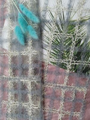 125CM blaues geometrisches Lurex Applikations-Stickerei-Gewebe