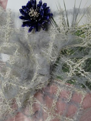 125CM blaues geometrisches Lurex Applikations-Stickerei-Gewebe