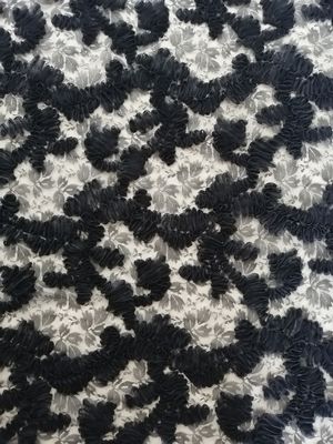 Schwarzes Blumenspitze-Applikations-Stickerei-Gewebe-Abend-Kleidergewebe