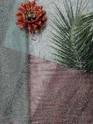 Blaues würdevolles Tulle Mesh Embroidered Lace Fabric