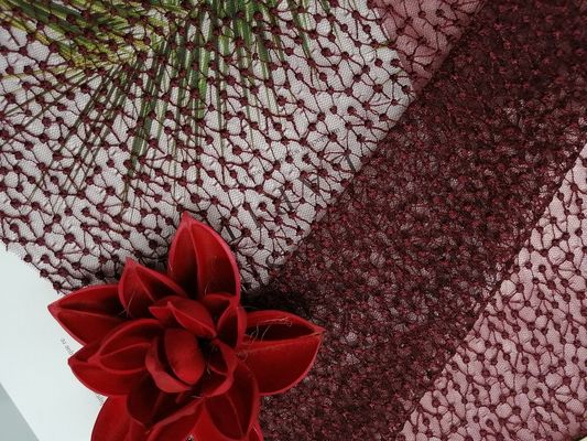 Bettwäsche-Artikel Mesh Embroidered Wine Red Polka Dot Tulle Fabric
