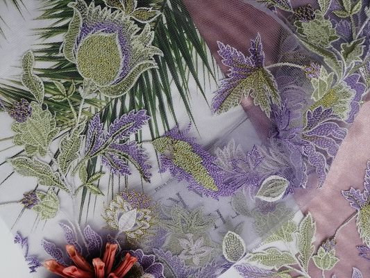 Farbiges gesticktes Spitze-Blumengewebe für Frauen-Kleid