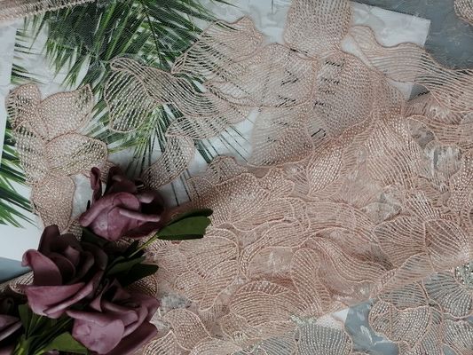 Tischdecke 80 Yards rosa perlenbesetzte Stickerei-Gewebe-