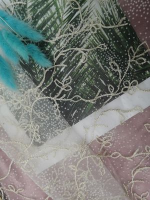 Polka-Dot Embroidery Flocking Flocked Mesh-Gewebe-Blumenspitze
