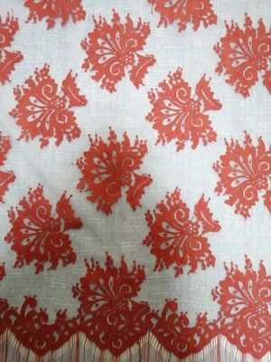 Roter Wimper-Kammmuschel-Rand gestickter BlumenMesh Fabric
