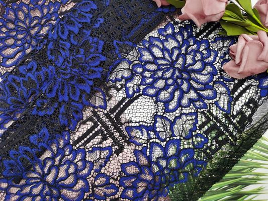 Haupttextilgroße Blumen-blaues geschnürtes Spitze-Gewebe für kleines Mädchen-Kleid