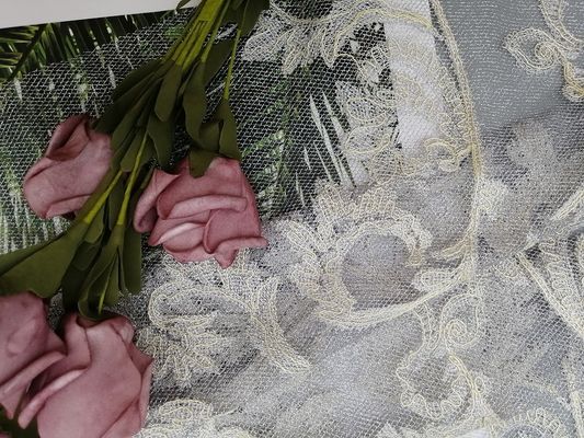 Tulle Lurex metallischer Mesh Fabric Ivory Lace Fabric für Hochzeits-Kleid