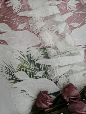 Weißer Laser schnitt Tulle-Applikations-Stickerei Cutwork-Spitze-Gewebe