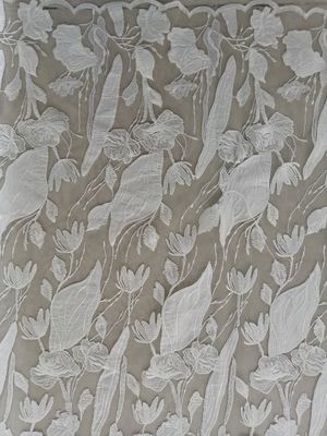 Weißer Laser schnitt Tulle-Applikations-Stickerei Cutwork-Spitze-Gewebe
