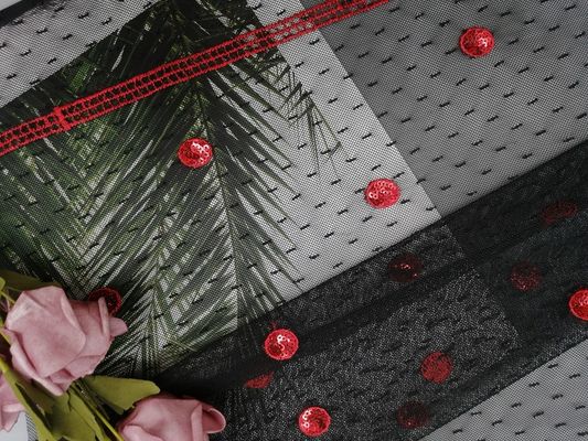 Rote Kreis-Paillette stickten Gewebe für Dame Evening Dress