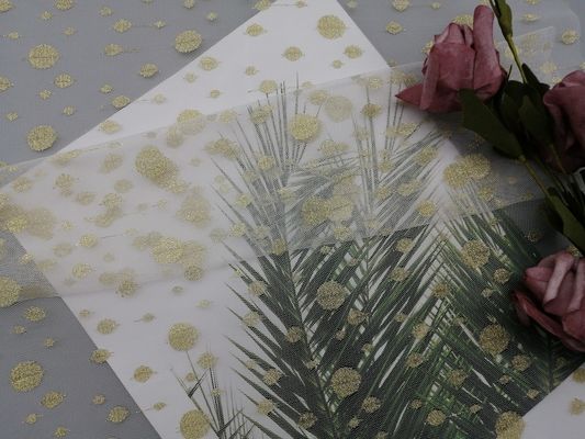 Gold-Dot Metallic Lace Fabric White-Spitze-Gewebe für Brautkleider