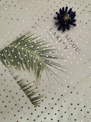 Metallisches Funkeln-Gewebe Elfenbein-Tulles Mesh Foil Printed Polka Dot