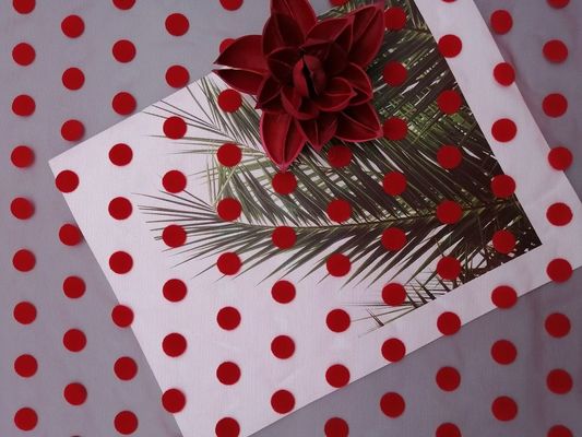Rote große Polka Dot Tulle Flocked Mesh Fabric