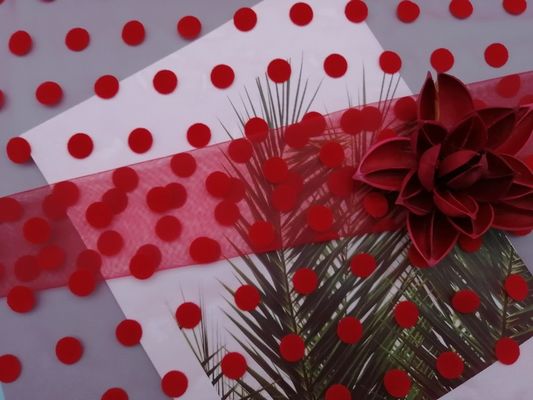 Rote große Polka Dot Tulle Flocked Mesh Fabric