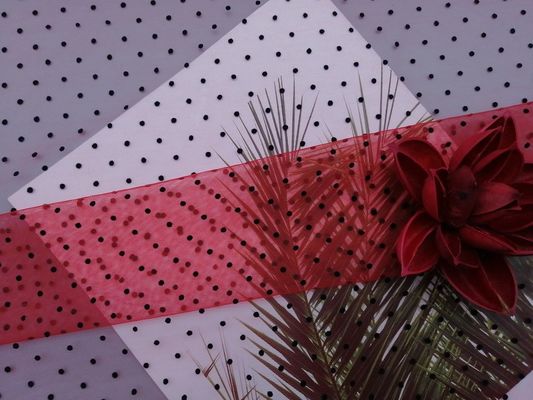 Rotes Polka-Dot Flocked Tulle Fabric For-Abend-Kleid