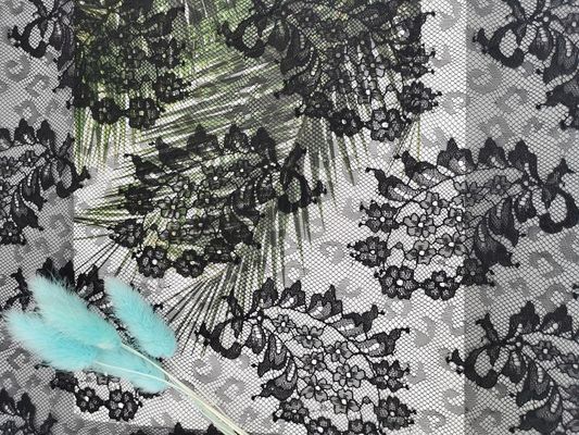 Französische Spitze-schwarzes leichtes Tulle-Spitze-Gewebe Paisleys