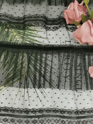 Schwarzer Dot Foil Printing Pleated Crinkle Mesh Crushed Tulle Fabric