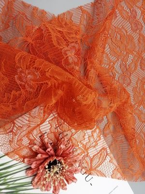 Orange empfindliches französisches Chantilly-Spitze-Nylongewebe für Frauen kleiden an