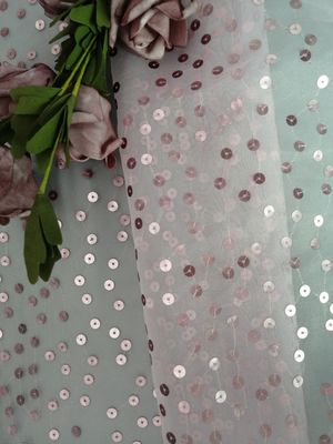 Rosa transparente Paillette stickten Gewebe-Organza Tulle für Kleid