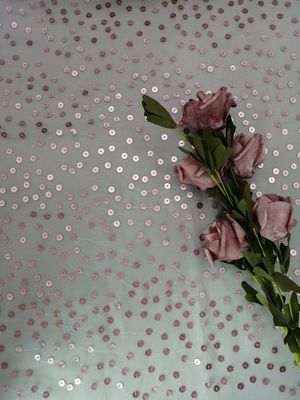 Rosa transparente Paillette stickten Gewebe-Organza Tulle für Kleid
