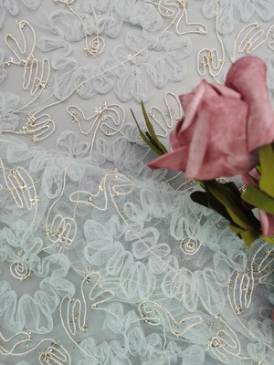 Blaues Häkelspitze-Gewebe-kleiden metallische schnürende Tulle-Stickerei-Frauen Gewebe