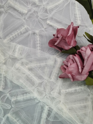Weißes Blumenspitze-Gewebe Mesh Cording Embroidery des Häkelspitze-Gewebe-3D