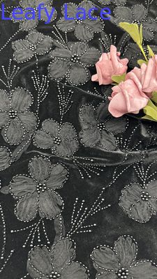 Geprägt mit Perlen, 3D-Floral Spitzenstoff, Elegant und atmungsaktiv, Sequin Spitzenstoff, Luxus-Oppositionsstoff