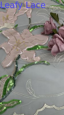 Broderierey Spitze Stoff Perlen Sequin Floral Elegant und Atmen Sequin Spitze Stoff Luxus Gelegenheit Stoff