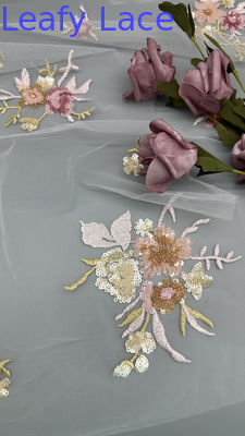3D-Floralgewebe Sequin Elegant und Atemnetz Spitzengewebe Luxus Anlass Abendgewebe
