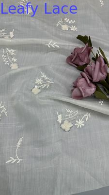 Perlenfarbene französische Chantilly Spitze Stoff Luxus Sequin Mesh Spitze für Abendkleider und Couture Designs