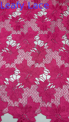 Gippure Spitze Pink Leafy Style Broderierte Spitze Stoff für Braut Hochzeitsfest Kleid