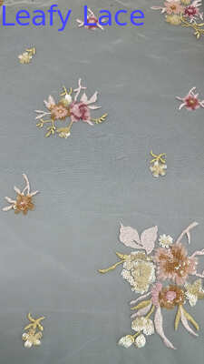 Mit Pailletten bestickter Stoff und maßgeschneiderte Spitze, luxuriöse, hochwertige Sonderanfertigung für Kleider und Brautkleider