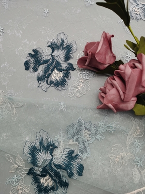 Farbige Mesh Embroidered Lace Fabric For-Dame Garment