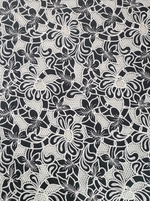 AZO freies Tulle Mesh Printed Lace Fabric Black rieb das weiße Scharen